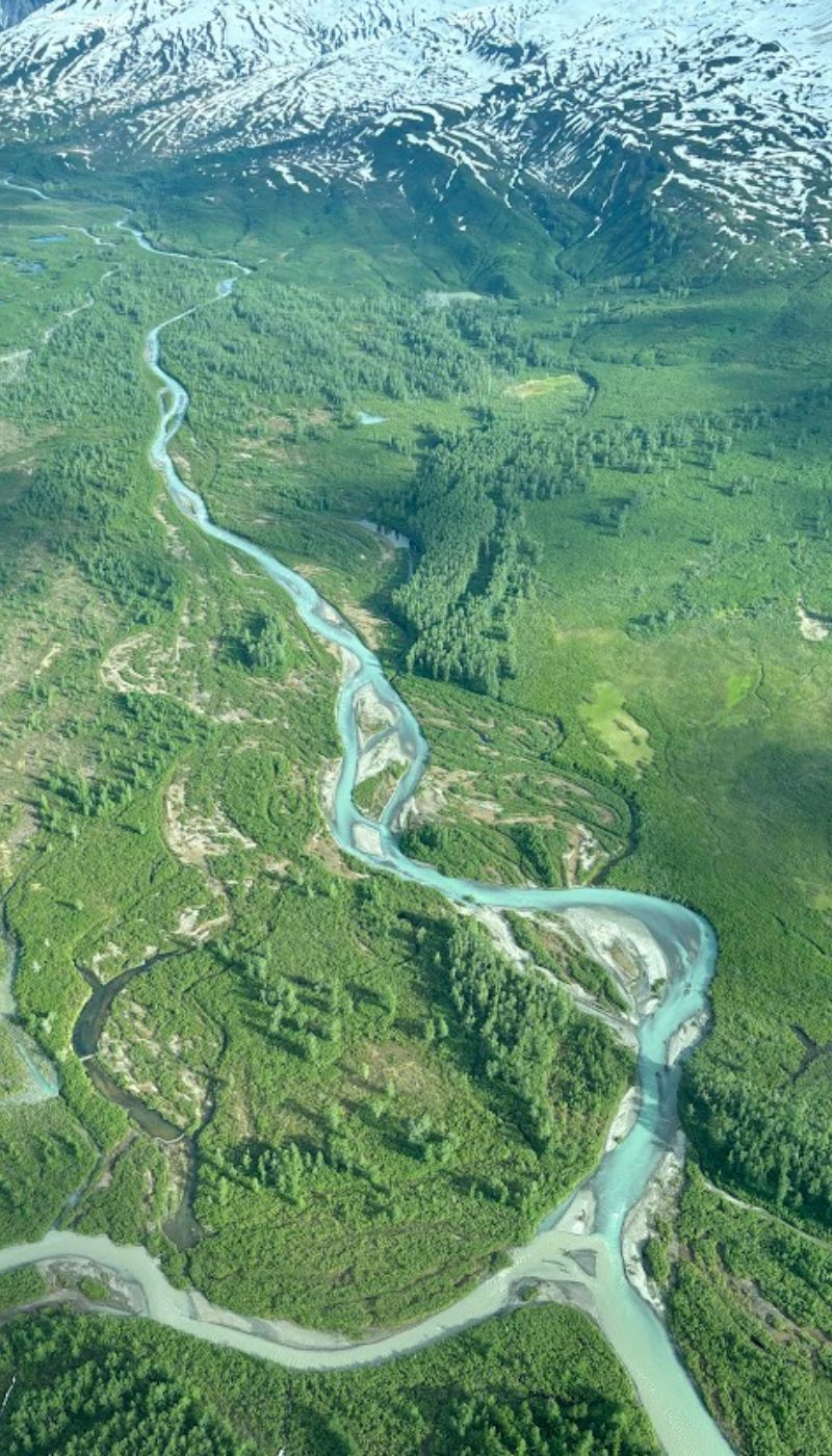 Aeriel view of Alaska near bear camp